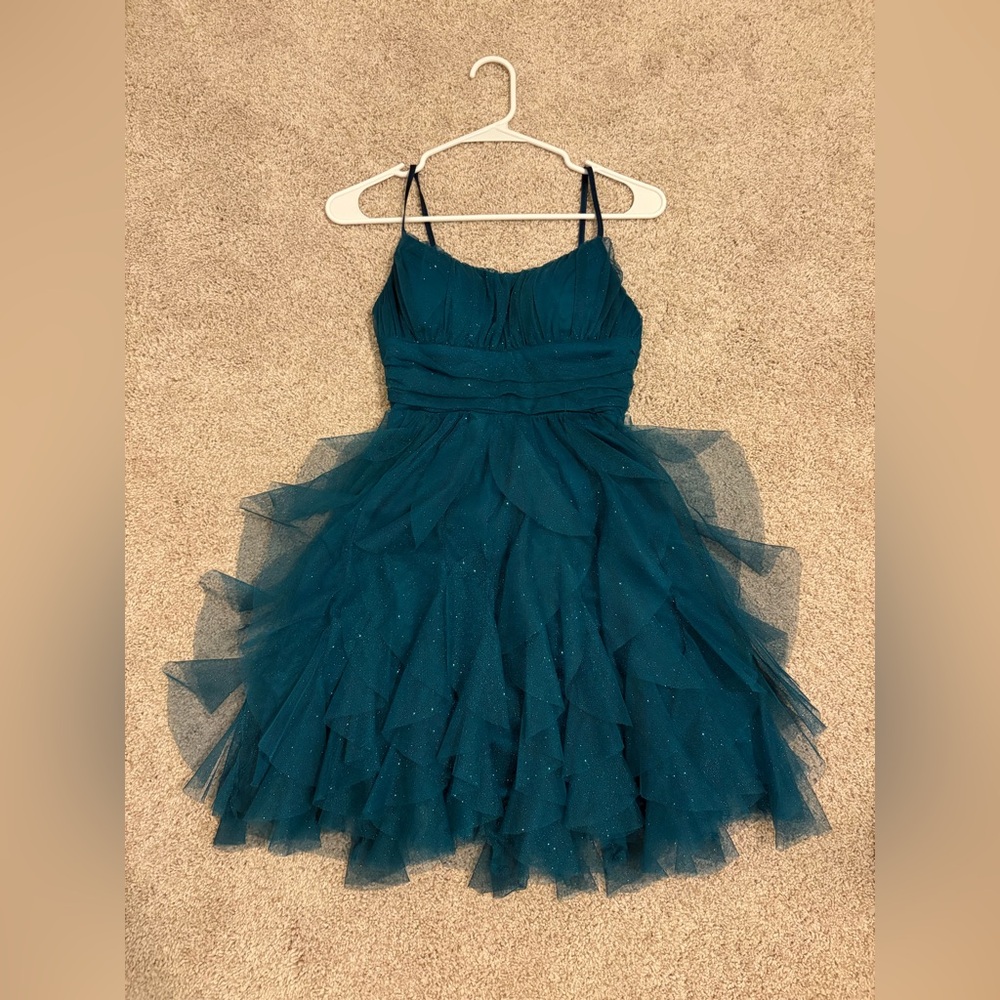 Teal sparkly formal dress